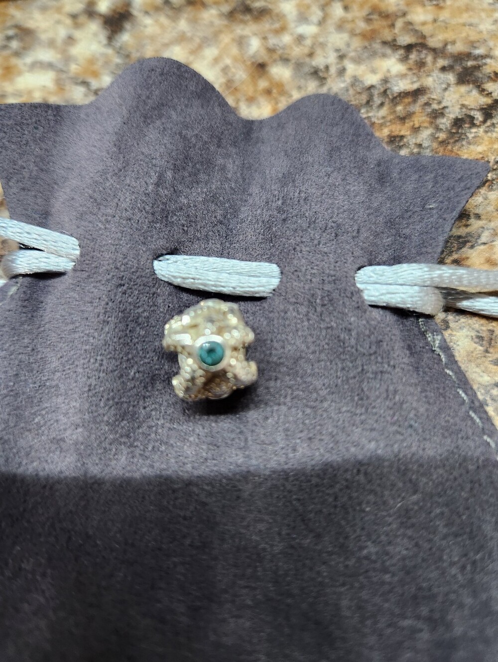 Pandora Sterling Silver Starfish Charm with Teal Synthetic Spinel- RETIRED